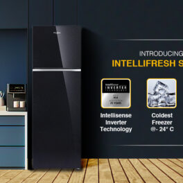 Whirlpool IF INV ELT 278GD, 231 Litre 2 Star Double Door Intellisense Inverter Technology and 17 Hours Cooling Retention, Crystal Black