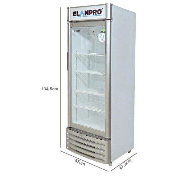 Elanpro 400 Litre Single Door Visi Cooler with LED Lighting and Adjustable Shelves, White, ECG405