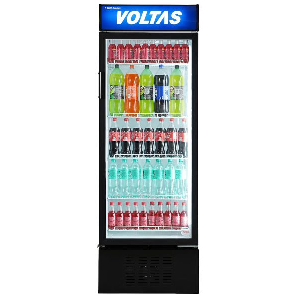 Voltas 450 Litre Single Door Visi Cooler with Tempered Glass, Black, VC450