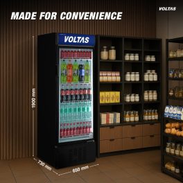 Voltas 450 Litre Single Door Visi Cooler with Tempered Glass, Black, VC450