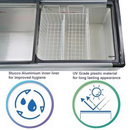 Voltas 326 Litre Glass Top Deep Freezer with 5 Star Rating and Inbuilt LED Lights, White, GT440GA5