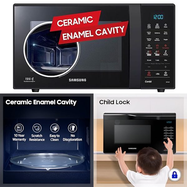 Samsung MC28A5145VK, 28 Litre Convection Microwave Oven with Moisture Sensor, Black