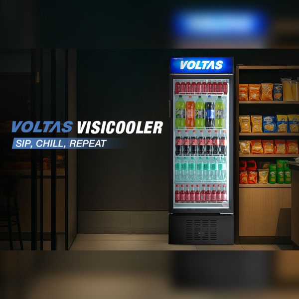 Voltas 450 Litre Single Door Visi Cooler with Tempered Glass, Black, VC450
