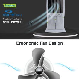 Symphony 70 Liter Desert Air Cooler with Honeycomb Pads and Powerful Fan, Grey, STORM 70XL