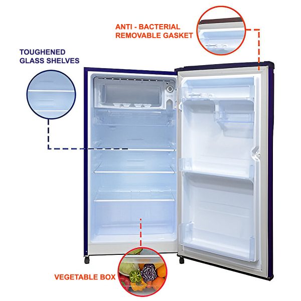 GEM 92 Litre Minibar Fridge with 1 Star Rating and Silent Operation, Silver, GRN120HSTP