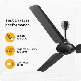 Atomberg 1200MM (48 Inch) BLDC Ceiling Fan with Remote Control and LED Indicators, Black, IKANO