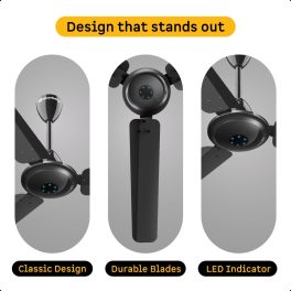 Atomberg 1200MM (48 Inch) BLDC Ceiling Fan with Remote Control and LED Indicators, Black, IKANO
