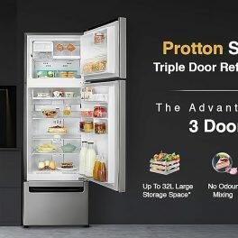 Whirlpool FP 263 Protton Roy, 215 Litre 3 Door Refrigerator with Zeolite Technology and 32 Litre Vegetable Storage, Alpha STEEL