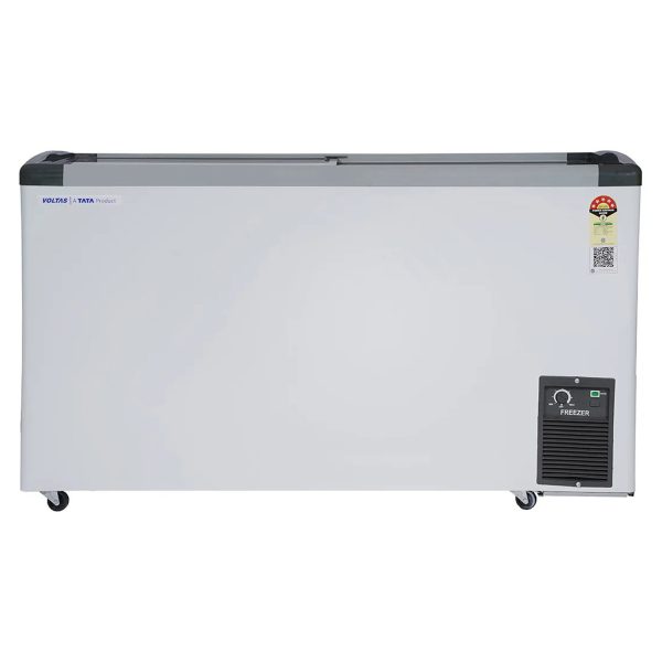Voltas 326 Litre Glass Top Deep Freezer with 5 Star Rating and Inbuilt LED Lights, White, GT440GA5