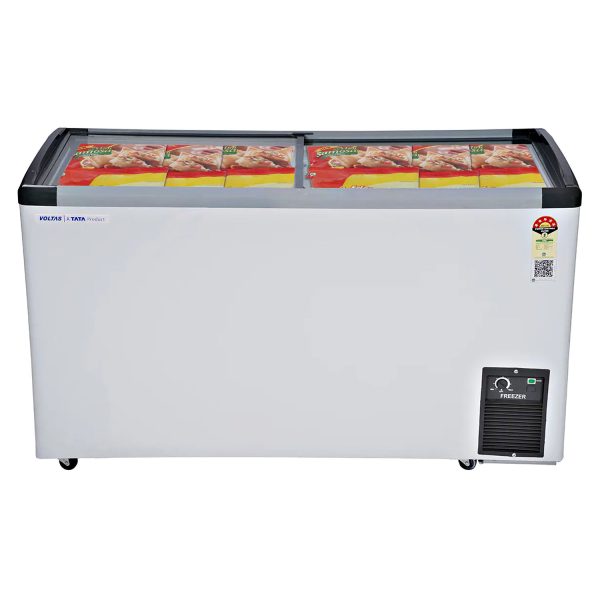 Voltas 326 Litre Glass Top Deep Freezer with 5 Star Rating and Inbuilt LED Lights, White, GT440GA5