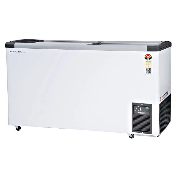 Voltas 326 Litre Glass Top Deep Freezer with 5 Star Rating and Inbuilt LED Lights, White, GT440GA5