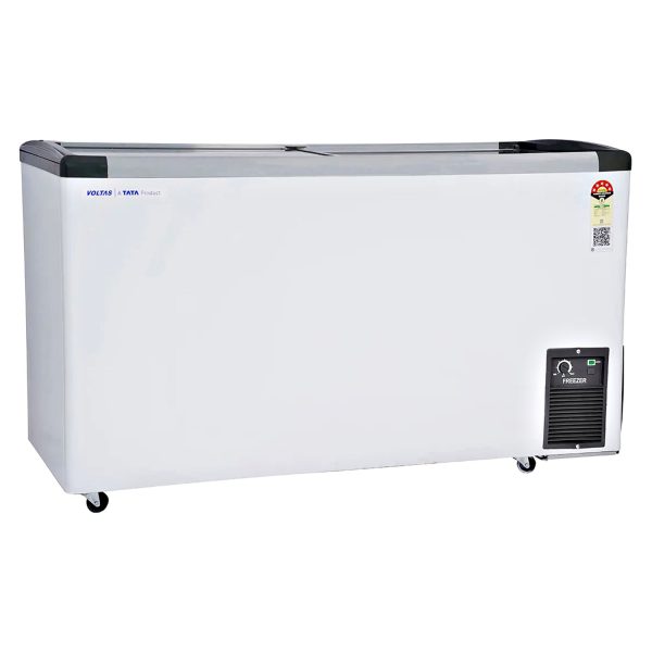 Voltas 326 Litre Glass Top Deep Freezer with 5 Star Rating and Inbuilt LED Lights, White, GT440GA5