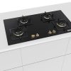 Bosch Built in Gas Hob Black Tempered glass Glass 4 Burner Auto Ignition 90 cm Full Brass 3D Ring Burners with Matt Black Heat Shields Cast Iron pan supports PNF9B6G20I 0 3
