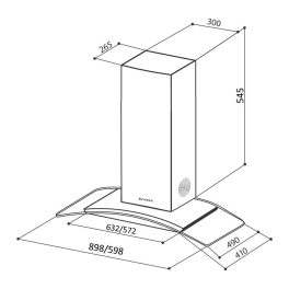 Faber 60 CM Chimney (HOOD FEEL 3D T2S2 BK TC LTW 60, Black)