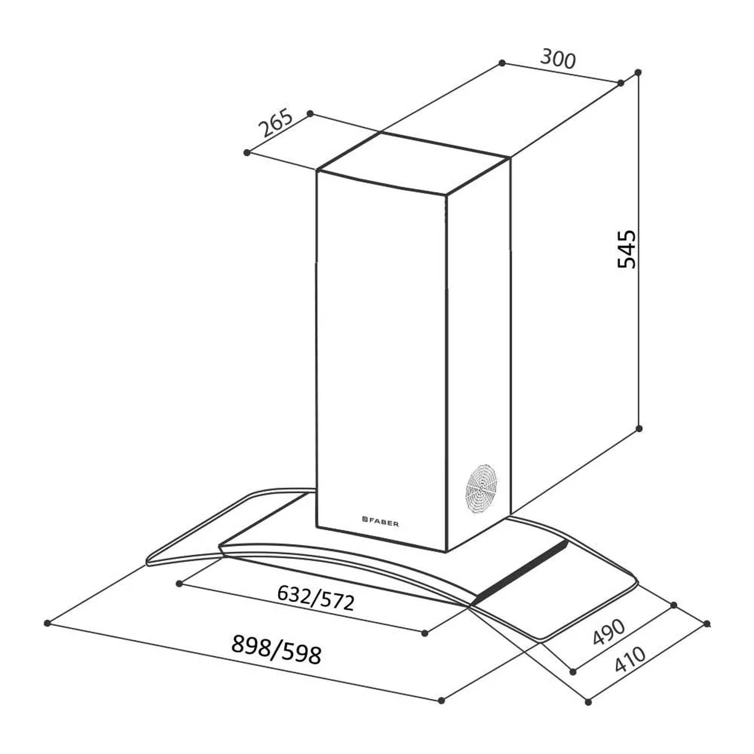 Faber 60 CM Chimney (HOOD FEEL 3D T2S2 BK TC LTW 60, Black) Faber 60 CM Chimney (HOOD FEEL 3D T2S2 BK TC LTW 60, Black)