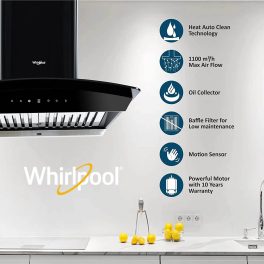 Whirlpool CG 601 HAC Hood, 60 CM Chimney with Baffle Filter, Touch Control and Auto Clean, Black
