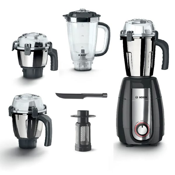 Bosch MGM8842GIN, 1000 Watt 4 Jar Mixer Grinder with Stone Pounding Technology and 5 Year Motor Warranty, Grey