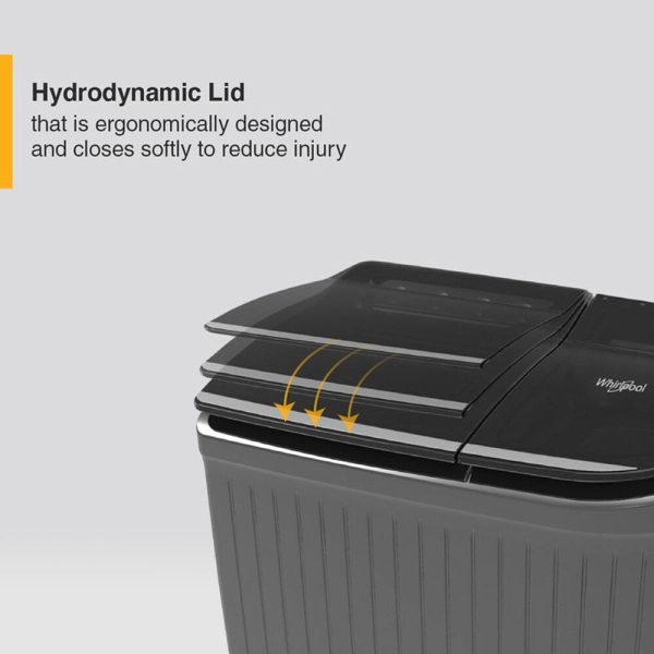 Whirlpool Hydro Wash Elite 9, 9 KG Semi Automatic Machine with Soft Close Lid and 3D Wave Technology Waterproof and Shockproof Panel, Grey