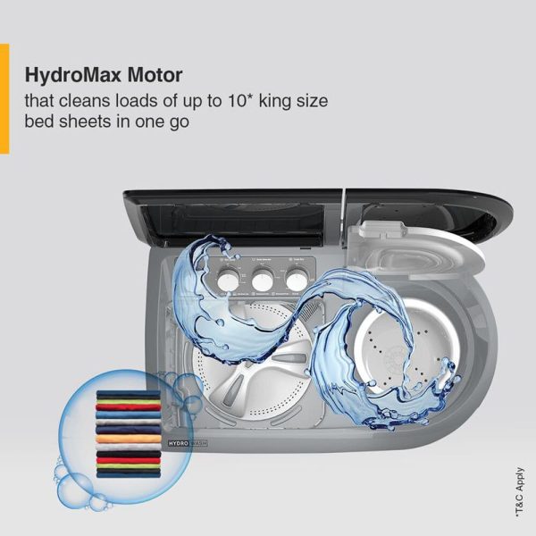 Whirlpool Hydro Wash Elite 9, 9 KG Semi Automatic Machine with Soft Close Lid and 3D Wave Technology Waterproof and Shockproof Panel, Grey
