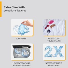 Whirlpool Hydro Wash Elite 9, 9 KG Semi Automatic Machine with Soft Close Lid and 3D Wave Technology Waterproof and Shockproof Panel, Grey