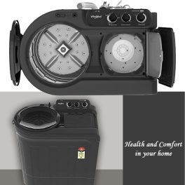 Whirlpool Ace Super Soak 7, 7.5 KG Semi Automatic Machine with In built Scrubber and Rust and Corrosion Free Body, Grey Dazzle