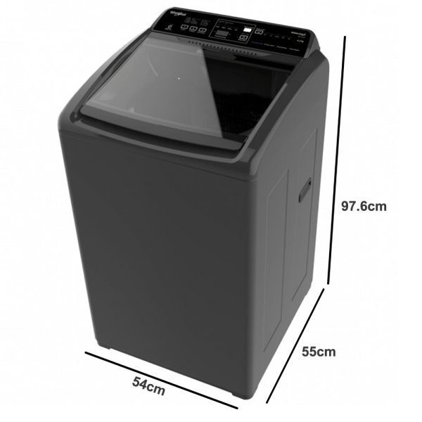 Whirlpool Whitemagic Elite Plus, 7.5 KG Fully Automatic Top Load Machine with Hard Water Wash, Zero Pressure Fill and 5 Star Rating, Grey