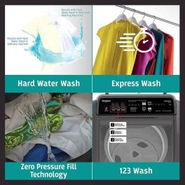 Whirlpool Whitemagic Elite Plus, 7.5 KG Fully Automatic Top Load Machine with Hard Water Wash, Zero Pressure Fill and 5 Star Rating, Grey