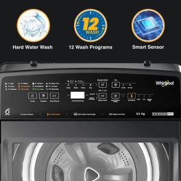 Whirlpool Whitemagic Elite Plus, 7.5 KG Fully Automatic Top Load Machine with Hard Water Wash, Zero Pressure Fill and 5 Star Rating, Grey