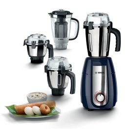 Bosch MGM6642DIN, 750 Watts 4 Jar Mixer Grinder with Stone Pounding Technology, Dark Blue