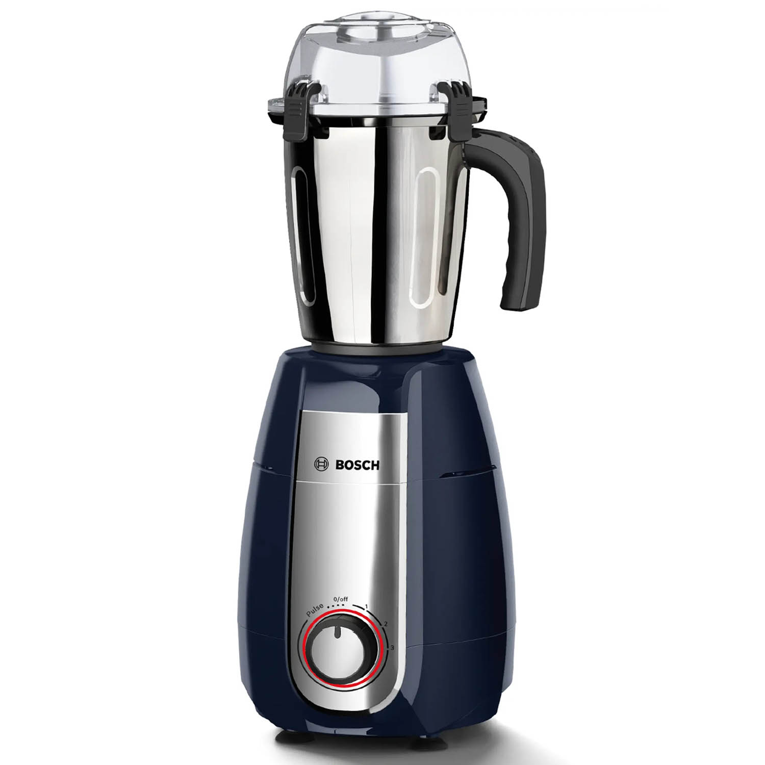 Bosch MGM6642DIN, 750 Watts 4 Jar Mixer Grinder with Stone Pounding Technology, Dark Blue Bosch MGM6642DIN, 750 Watts 4 Jar Mixer Grinder with Stone Pounding Technology, Dark Blue