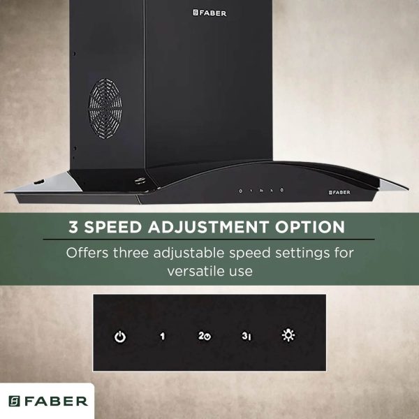 Faber 60 CM Chimney (HOOD FEEL 3D T2S2 BK TC LTW 60, Black)