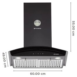 Faber 60 CM Chimney (HOOD FEEL 3D T2S2 BK TC LTW 60, Black)