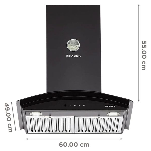 Faber 60 CM Chimney (HOOD FEEL 3D T2S2 BK TC LTW 60, Black)