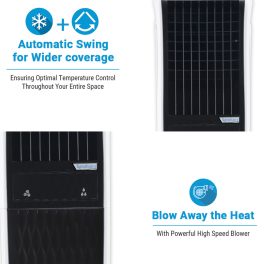 Symphony 55 Liter Tower Air Cooler with 3 Side Honeycomb Pad, Auto Pop-Up Touchscreen and Magnetic Remote, White/Black, DIET 3D 55I