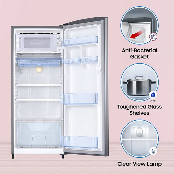 Samsung 183 Litre 2 Star Single Door Refrigerator with Digital Inverter, (RR20C11C2GS, Grey Silver)