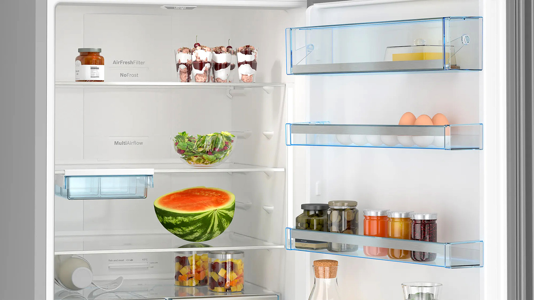 Bosch KGN56LB42I, 508 Litre 2 Star Bottom Freezer Refrigerator, Black Glass Bosch KGN56LB42I, 508 Litre 2 Star Bottom Freezer Refrigerator, Black Glass