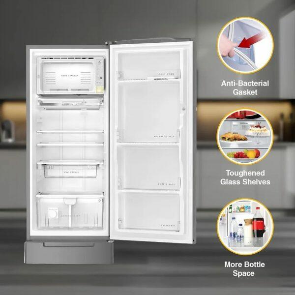 Whirlpool 260 Impro Roy Inv, 236 Litre 3 Star Single Door Refrigerator with Inverter Compressor, Base Drawer, 4-in-1 Cooling Modes and 1 Hour Icing Technology, Alpha Steel