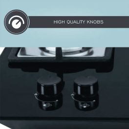 Elica 4 Burner Hob with Tempered Glass Top and 2 Medium and 2 Small Multiple Ring Brass Burners, Black, FLEXI FB HCT 470 DX