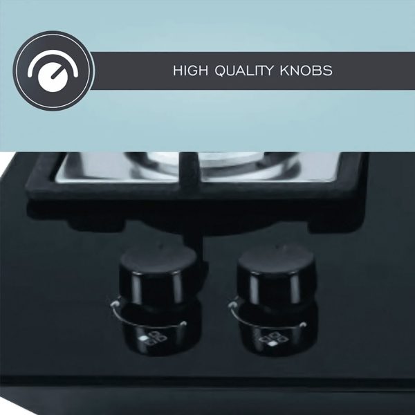 Elica 4 Burner Hob with Tempered Glass Top and 2 Medium and 2 Small Multiple Ring Brass Burners, Black, FLEXI FB HCT 470 DX