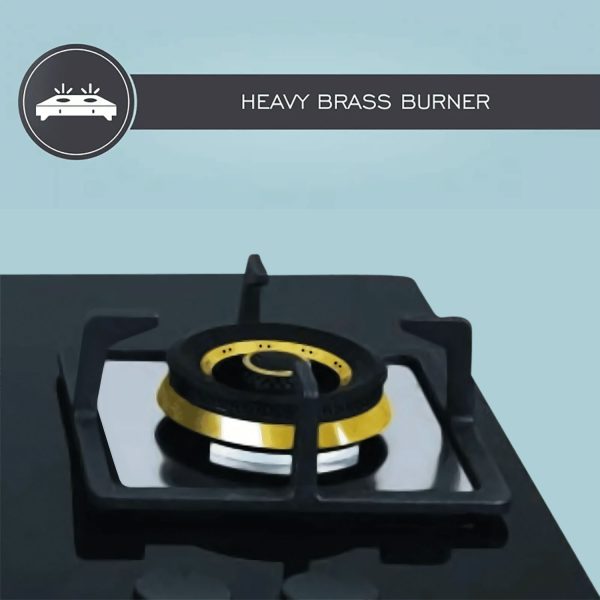 Elica 4 Burner Hob with Tempered Glass Top and 2 Medium and 2 Small Multiple Ring Brass Burners, Black, FLEXI FB HCT 470 DX