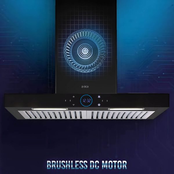 Elica ISmart Spot H6 BF LTW 60 Nero, 60 CM Chimney with Baffle Filter, Touch Control and Motion Sensor Technology, Black