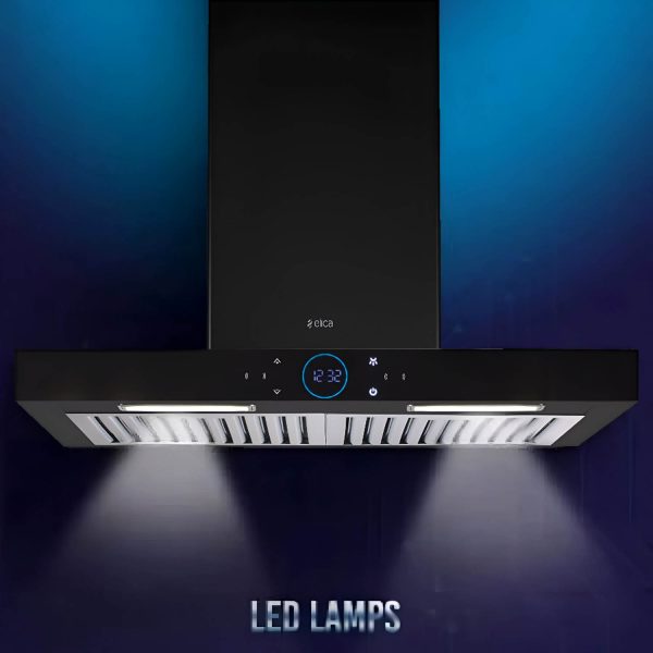 Elica ISmart Spot H6 BF LTW 60 Nero, 60 CM Chimney with Baffle Filter, Touch Control and Motion Sensor Technology, Black