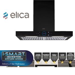 Elica ISmart Spot H6 BF LTW 60 Nero, 60 CM Chimney with Baffle Filter, Touch Control and Motion Sensor Technology, Black