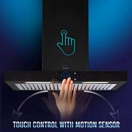 Elica ISmart Spot H6 BF LTW 60 Nero, 60 CM Chimney with Baffle Filter, Touch Control and Motion Sensor Technology, Black
