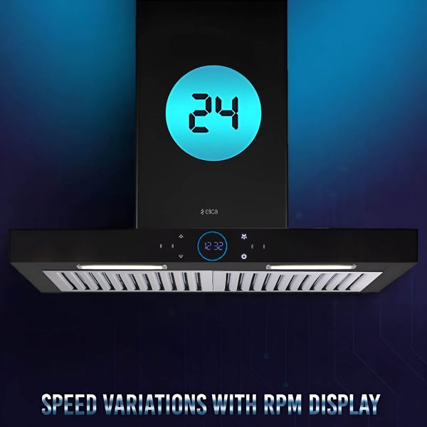 Elica ISmart Spot H6 BF LTW 60 Nero, 60 CM Chimney with Baffle Filter, Touch Control and Motion Sensor Technology, Black