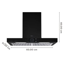 Elica ISmart Spot H6 BF LTW 60 Nero, 60 CM Chimney with Baffle Filter, Touch Control and Motion Sensor Technology, Black