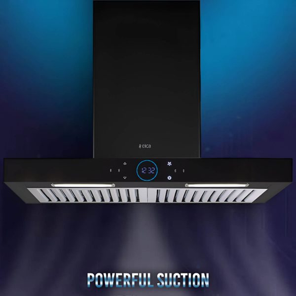Elica ISmart Spot H6 BF LTW 60 Nero, 60 CM Chimney with Baffle Filter, Touch Control and Motion Sensor Technology, Black