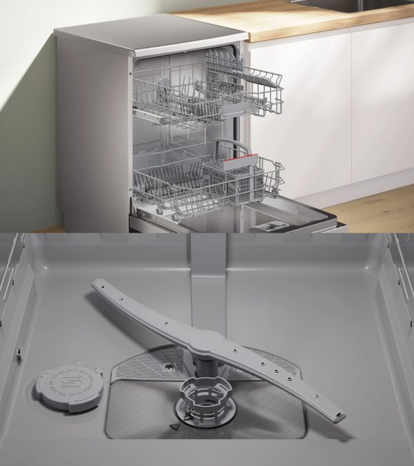 Bosch SMS6ITI, 13 Place IOT Enabled Freestanding Dishwasher with 3 Stage Rackmatic Design, Silver