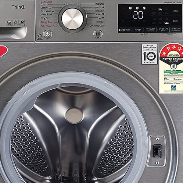 LG FHV1207ZWP, 7 KG 1200 RPM Front Load with AI 6 Motion Direct Drive and Steam, Silver