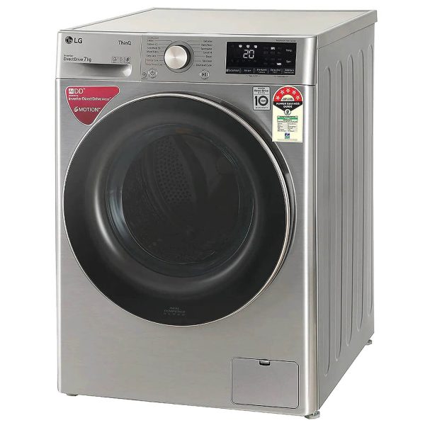 LG FHV1207ZWP, 7 KG 1200 RPM Front Load with AI 6 Motion Direct Drive and Steam, Silver